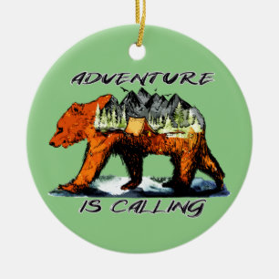 Décoration En Céramique L'aventure vous appelle - Ours qui campe dans les