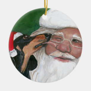 Décoration En Céramique Le baiser de Dachshund pour l'ornement d'art de Ch