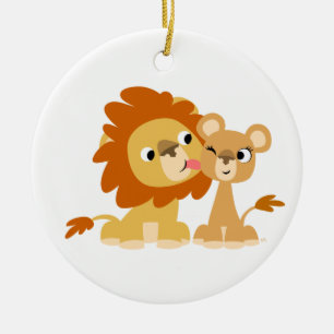 Décoration En Céramique Le baiser : Joli dessin sur le Lion Couple Ornamen