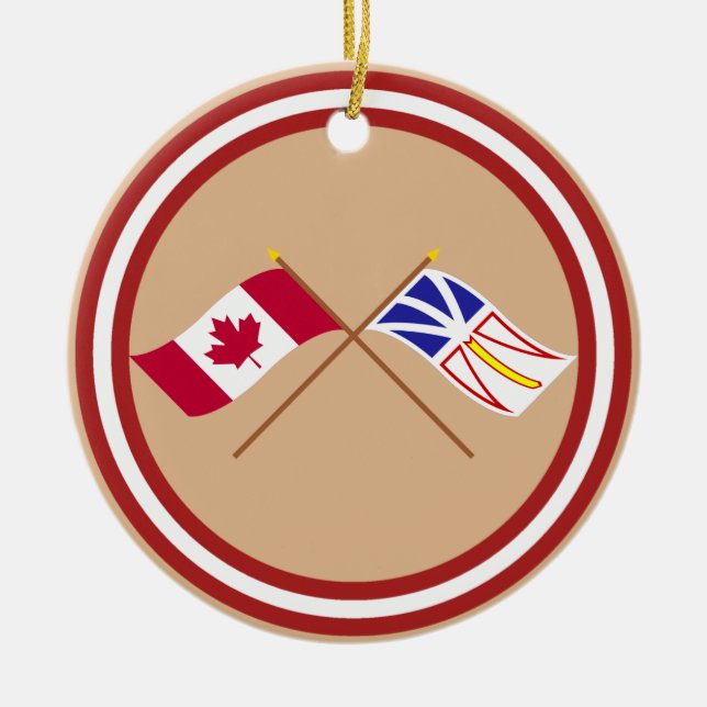 Décoration En Céramique Le Canada et les drapeaux croisés par Terre-Neuve (Devant)