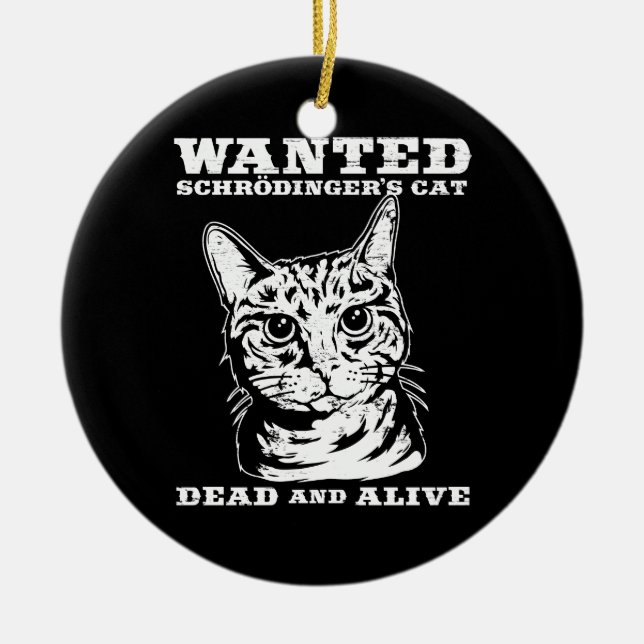 Décoration En Céramique Le chat de Schrodinger a voulu des morts ou vivant (Devant)