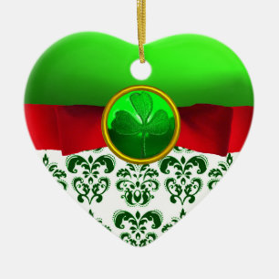 DÉCORATION EN CÉRAMIQUE LE COEUR CÉLTIQUE DU ST PATRICK MONOGRAMME SHAMROC