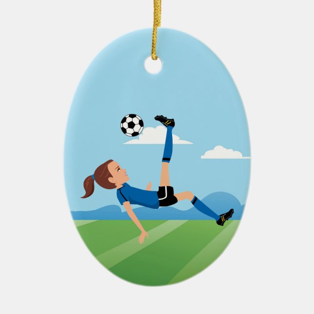 Décoration En Céramique Le footballeur de la fille personnalisé (Devant)
