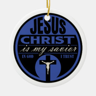 Décoration En Céramique Le Jésus-Christ est mon sauveur (bleu)