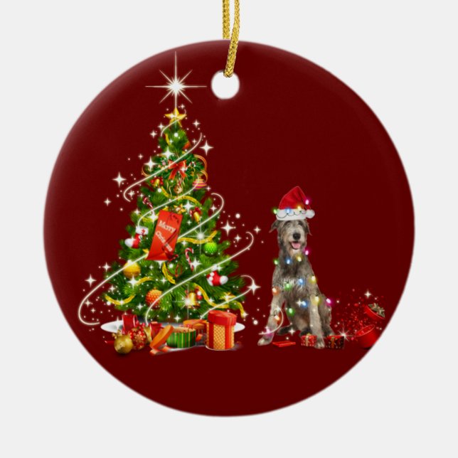 Décoration En Céramique Le loup irlandais avec Scaft Christmas Casquette (Devant)