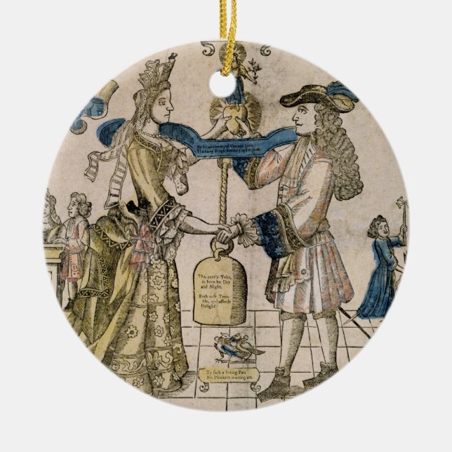 Décoration En Céramique Le mariage heureux (gravure sur bois colorée par (Devant)