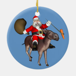 Décoration En Céramique Le Père Noël À L'Âne