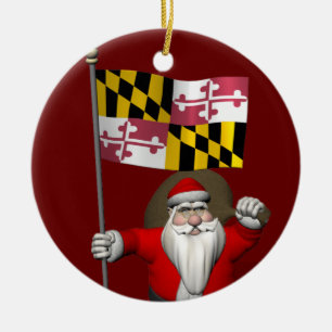 Décoration En Céramique Le Père Noël Avec L'Ensigne Du Maryland