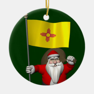 Décoration En Céramique Le Père Noël Avec L'Ensigne Du Nouveau Mexique