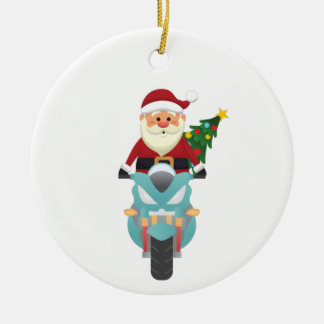 Décoration En Céramique Le Père Noël en moto