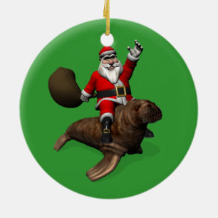 Décoration En Céramique Le Père Noël En Route Sur Walrus