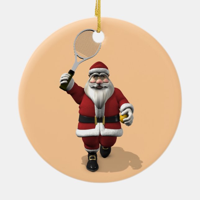 Décoration En Céramique Le Père Noël Jouant Au Tennis (Dos)