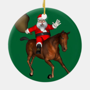 Décoration En Céramique Le Père Noël Monte Un Cheval Brown