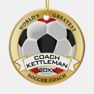 Décoration En Céramique Le plus grand entraîneur de football du monde roug
