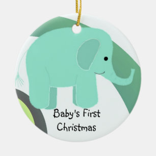 Décoration En Céramique Le premier Noël de bébé éléphant