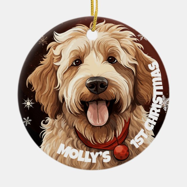 Décoration En Céramique Le premier Noël de Labradoodle (Devant)