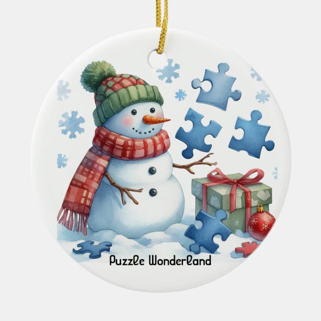 Décoration En Céramique Le Puzzle de Snowman Wonderland (Devant)