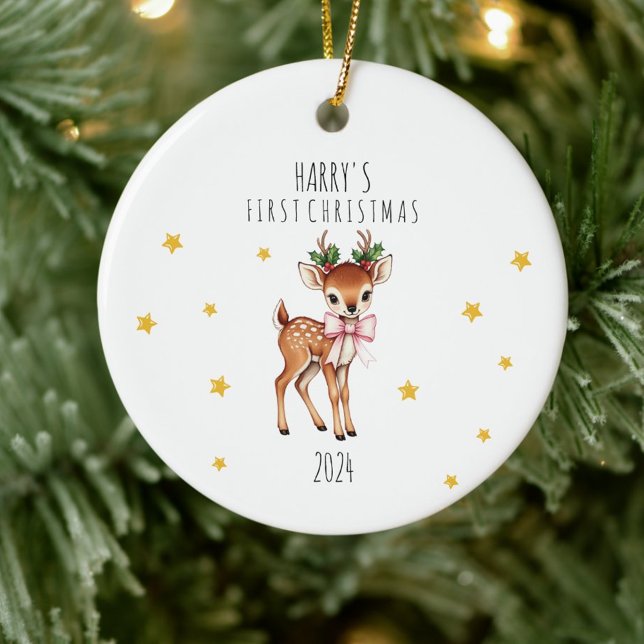 Décoration En Céramique Le renne d'enfant personnalisé Premier Noël (Créateur téléchargé)