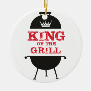 Décoration En Céramique Le Roi Du Grill, Rouge De La Couronne Blanche Noir