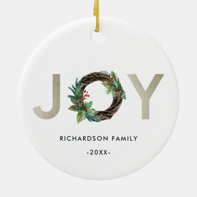 DÉCORATION EN CÉRAMIQUE L'ÉLÉGANTE HOLLY BERRY SILVER JOY WREATH NOËL (Dos)