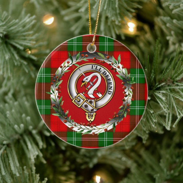 Décoration En Céramique Lennox Clan Badge & Tartan Personalized Christmas (Arbre)
