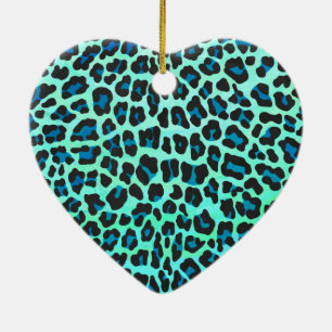 Décoration En Céramique Léopard noir et Turquoise