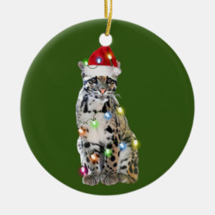 Décoration En Céramique Léopard obscurci avec lumière Casquette Noël