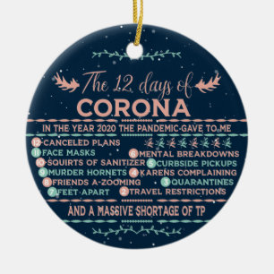 Décoration En Céramique Les 12 Jours De Corona, drôle pandémie 2020