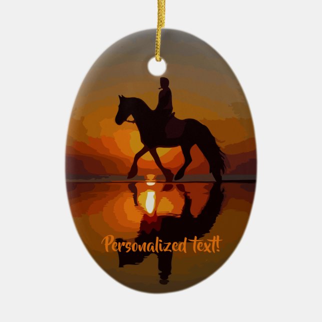 Décoration En Céramique Les chevaux d'amour, équitation, ont personnalisé (Devant)