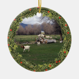Décoration En Céramique Les chèvres de Noël sur un carnet