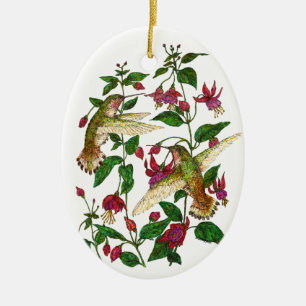 Décoration En Céramique Les colibris d'Allan et Fuschia