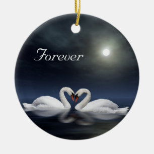 Décoration En Céramique Les cygnes qui aiment