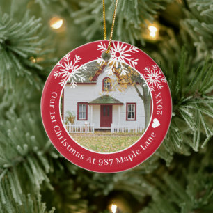 Décoration En Céramique Les Flammes De Neige Rouge Premier Noël Dans Une