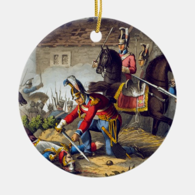 Décoration En Céramique Les gardes de cheval à la bataille de waterloo, (Devant)