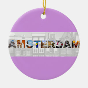 Décoration En Céramique Les maisons du canal Pays-Bas d'Amsterdam Photos d