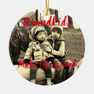 Décoration En Céramique Les petits-enfants font la vie de Noël
