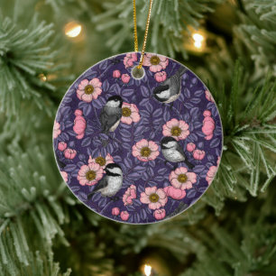 Décoration En Céramique Les poulets dans le rose sauvage en rose et violet