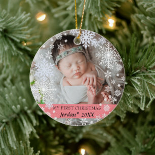 Décoration En Céramique Les premiers flocons de neige de Noël du bébé