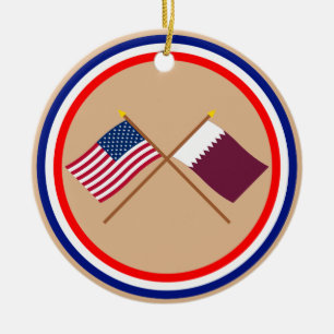 Décoration En Céramique Les USA et drapeaux croisés par Qatar
