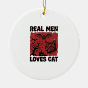 Décoration En Céramique Les vrais hommes aiment les chats Halloween Vintag