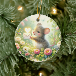 Décoration En Céramique Lettre d'amour de souris de cottage Prairie