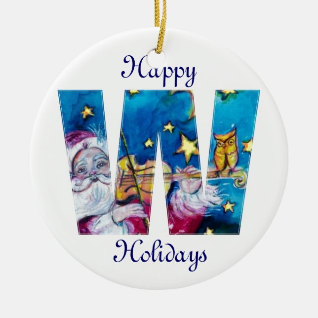 DÉCORATION EN CÉRAMIQUE LETTRE DE NOËL / MONOGRAMME PÈRE NOËL INSPIRÉ (Devant)