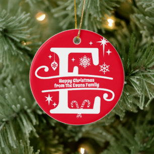 Décoration En Céramique Lettre E Monogramme Nom de famille initial Salutat