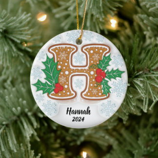 Décoration En Céramique Lettre H personnalisée Noël