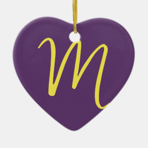 Décoration En Céramique Lettre initiale Monogramme élégant Indigo jaune