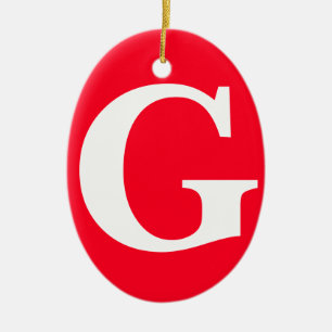 Décoration En Céramique Lettre initiale Monogramme Rouge Blanc Plaine Simp