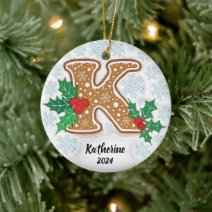 Décoration En Céramique Lettre K Nom Personnalisé Noël
