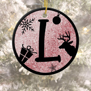 Décoration En Céramique Lettre monographie de Noël L Parties scintillant r