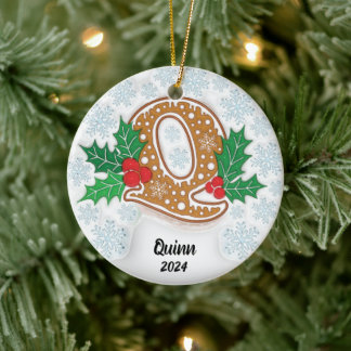 Décoration En Céramique Lettre Q Nom personnalisé Monogramme Noël