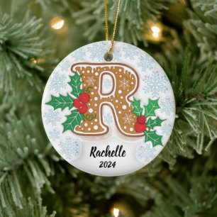 Décoration En Céramique Lettre R Nom personnalisé Monogramme Noël